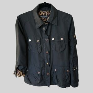 Dolce & Gabbana Black Utility Jacket with Leopard Accents